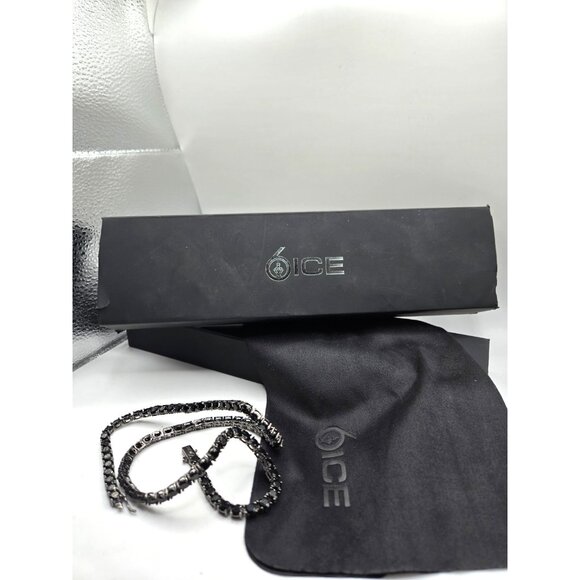 6 Ice Black Rhinestone Tennis Necklace 18" Japanned back in Box Gift-Ready - Picture 7 of 8